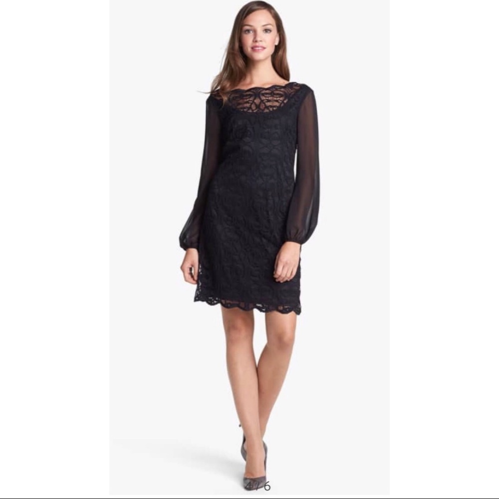 Adrianna Papell Lace & Chiffon Dress